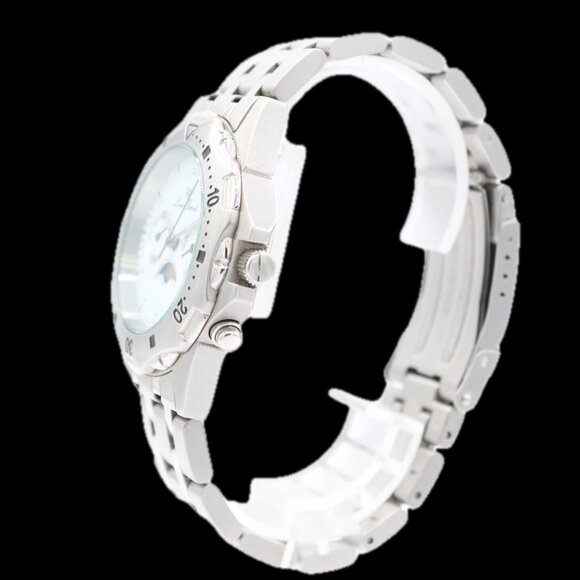 40mm Lucien Piccard 26421WH Calendar Moonphase Men's Quartz Wristwatch Steel - Picture 3 of 8